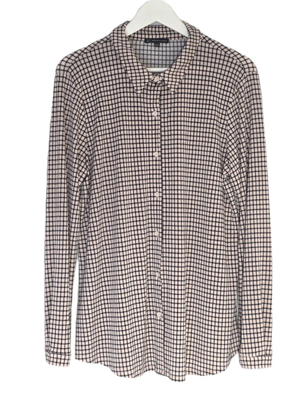 Adrianna Papell pink & black windowpane blouse